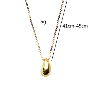 Detailed specs of gold teardrop necklace weighing 5g with length 41cm to 45cm