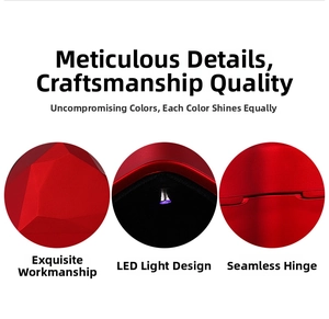 Detail view of heart ring box with LED light, geometric design and seamless metal hinge