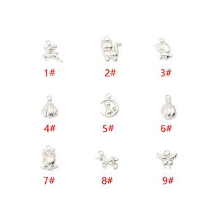 Nine stainless steel animal pendant styles including deer, cat and owl for DIY jewelry