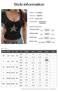 Tableau des tailles détaillé et spécifications du tissu pour t-shirt à col en V imprimé