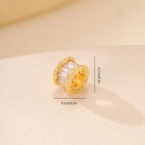 Macro view of gold-plated spacer bead with white zircon inlay and 0.7cm size details