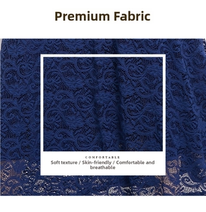 Dettaglio macro di pizzo floreale blu scuro con mesh traspirante e trama morbida