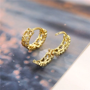Minimalist 18K gold plated heart hoop earrings for women with a sleek hollow design