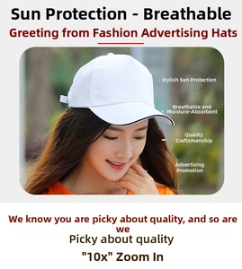 Detail of a white breathable cotton baseball cap featuring a black piping trim on the brim