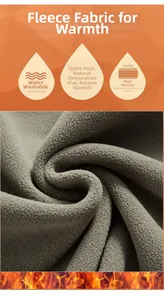 Detail showing high-density grey fleece fabric texture with warm and durable features