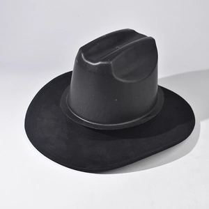 Classic black felt cowboy hat with wide brim and plastic inner support for shape