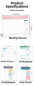 Detailed size guide for pastel A4 and A5 monthly, weekly, and daily spiral planners