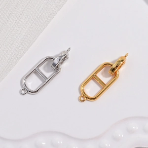 925 Sterling Silver Pig Nose CD Clasp Connector For DIY Necklace Bracelet Jewelry Making Double Ring Smooth Polished Finish