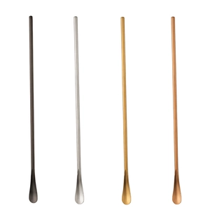 Japanese style 304 stainless steel long handle coffee spoons in four metallic finishes