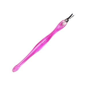 Pink glitter handle cuticle fork with sharp silver metal tip for manicure nail care