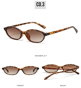 Three-angle view of vintage oval sunglasses in tortoiseshell frame with brown gradient lenses