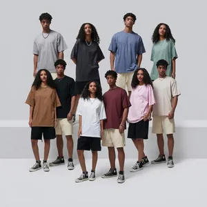 Oversized 190G cotton t-shirt for men in ten solid colors with dropped shoulder fit
