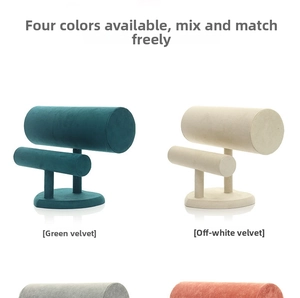Double-layer velvet T-bar jewelry display stand for headbands and bracelets in various colors