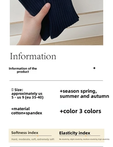 Detailed size and material chart for navy blue cotton blend crew socks with lace trim