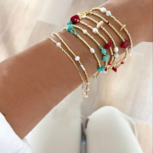 Bohemian Handmade Braided Bracelet With Freshwater Pearl Natural Stone Glass Beads Adjustable Jewelry For Women