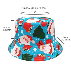 Bob de Noël bleu avec imprimé Père Noël et spécifications de taille détaillées