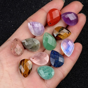 Set of 12 teardrop faceted natural stone pendants for DIY necklaces and earrings