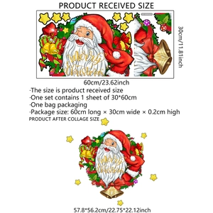 Dimensions détaillées du sticker mural Père Noël montrant la mise en page et la taille finale