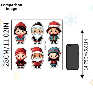 Weihnachtsaufkleber Set im Größenvergleich mit Smartphone und 28cm Breitenangabe