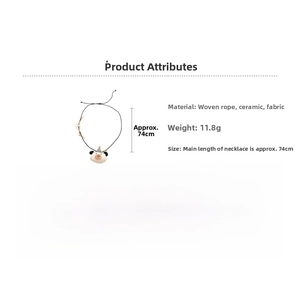 Detailed view of the cute ceramic panda pendant with dimensions and material specifications