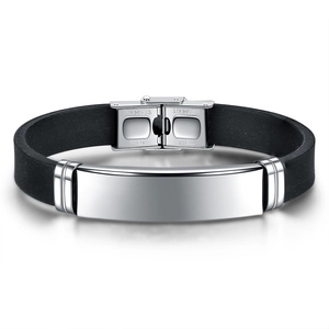 Minimalist 12mm black silicone and stainless steel bracelet with a secure metal clasp