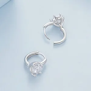 Elegant S925 sterling silver hoop earrings with brilliant round cubic zirconia stones