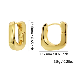Minimalist gold-plated irregular U-shaped asymmetric earrings with size dimensions