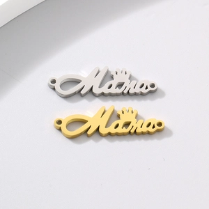 Polished Mama crown letter charms in silver and gold plating for DIY necklace making