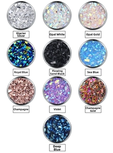 Detail view of round S925 silver stud earrings in ten different crystal cluster colors