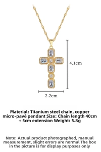 Spécifications détaillées de taille pour le collier pendentif croix en zircone et acier titane