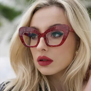 Women Optical Glasses Anti Blue Light Cat Eye Large Frame Polycarbonate Retro Plain Eyewear Frames For Female