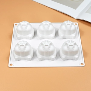 6-cavity hamster shaped silicone mold for mousse cake and DIY plaster crafts