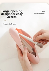 Silicone makeup brush storage bag portable travel cosmetic pouch dustproof makeup organizer
