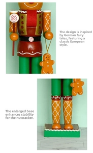 Detailed view of gingerbread nutcracker featuring a sturdy base and festive hand-painted details