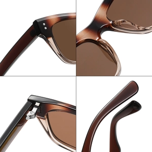 Tortoiseshell square polarized sunglasses for women with 1.1TAC anti-glare brown lenses
