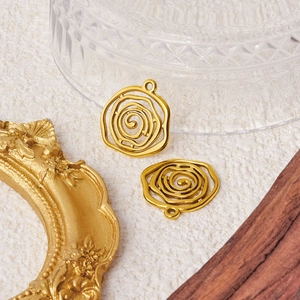 Minimalist irregular 304 stainless steel gold spiral rose pattern charms for necklaces