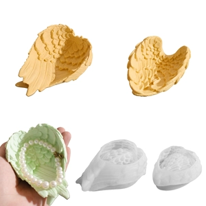 Angel Wing Silicone Mold DIY Resin Casting Jewelry Tray Storage Dish Plaster Candle Holder Feather Texture Handmade Craft
