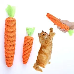 Carrot shaped sisal rope cat toy for scratching and teething in two sizes
