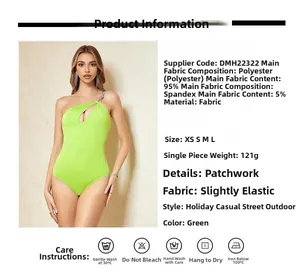 Grüner One-Shoulder-Body mit Details zu 95% Polyestergewebe und Größentabelle