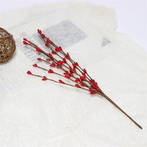 Artificial red berry stems with glossy finish for Christmas and holiday floral decoration