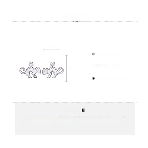 Detailed technical drawing of crown cat earrings with 6.8cm size and alloy material specs