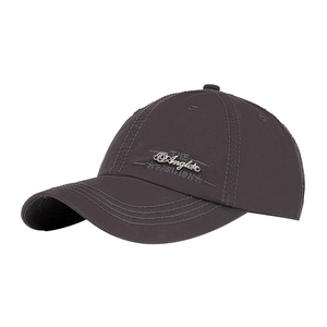 Dark taupe washed cotton baseball cap with silver metal emblem and side embroidery detail