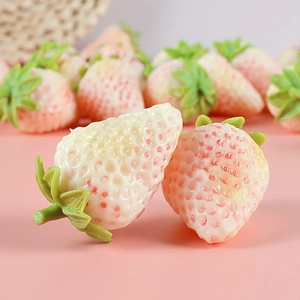 Realistic creamy white PVC strawberry model props for photography and still life painting
