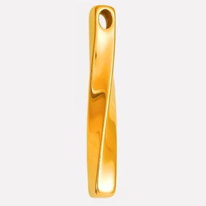 Detailed view of a twisted gold 304 stainless steel bar pendant for DIY jewelry making