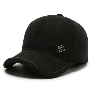 Men's wool baseball cap for winter featuring thick warmth and a silver side accent
