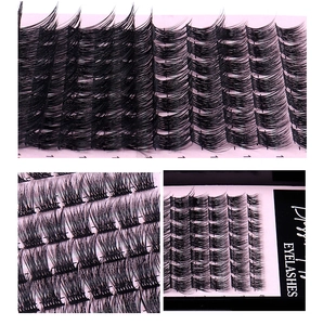 Macro detail of multi-row individual cluster eyelashes for natural volume and extension