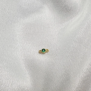 S925 sterling silver connector with green zircon and gold plating for DIY jewelry