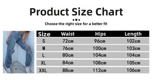 Detaillierte Größentabelle für High-Waist-Jeans mit Taillen- und Hüftmaßen in cm