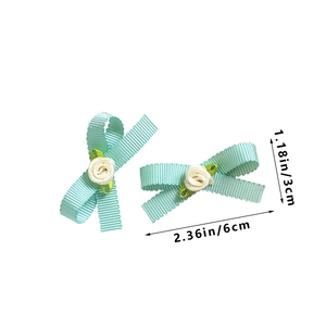 Barrettes à cheveux nœud vert menthe avec fleurs en tissu blanc pour style ballet