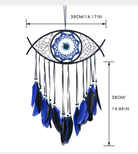 Detailed size specifications for the bohemian blue evil eye dream catcher wall decor